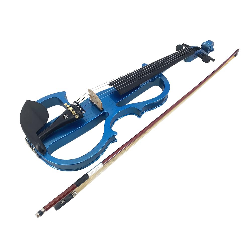 Vetimobato Electric Violin 4/4 Full Size Solid Wood Silent Violin Set for Adults Beginner Practice Electric Fiddle with Ebony Fittings Hard Case & Bow(4 String White)