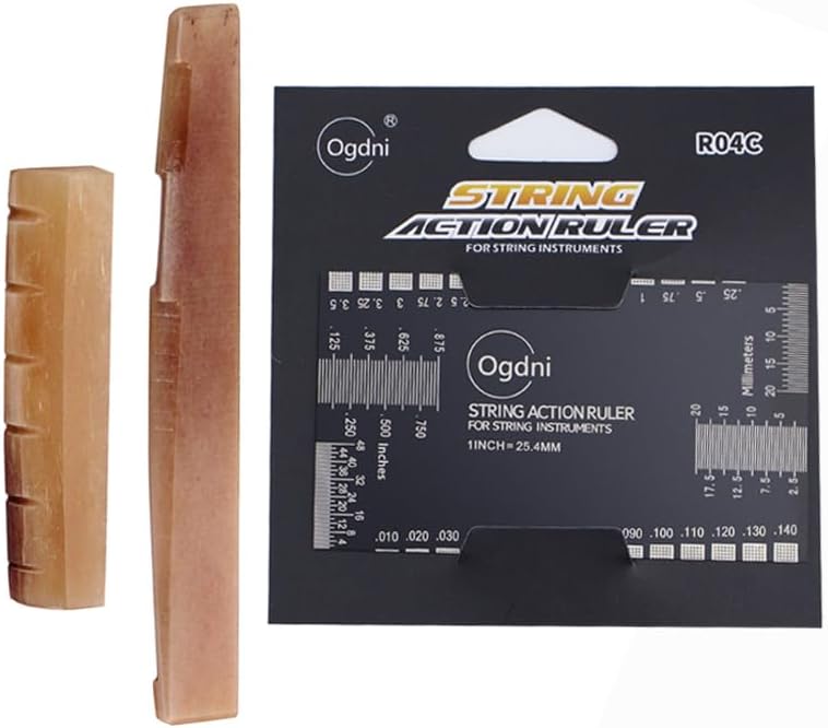 Guitar Action Gauge Ruler with Camel Bone Guitar Bridge Saddle and Nut Set