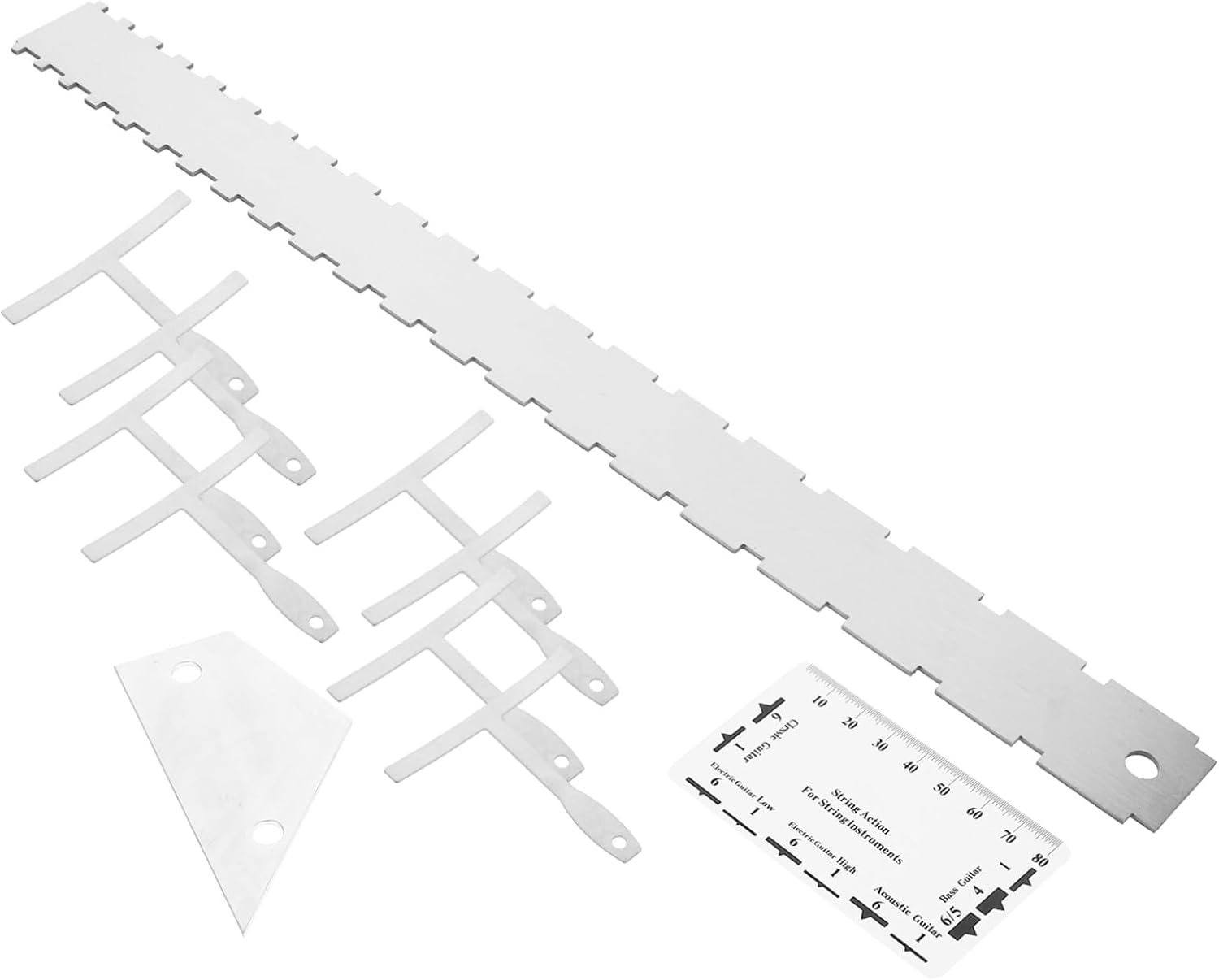 TOYANDONA 12pcs Guitar Luthier Tools Set Metal Radius Gauge String Action Ruler Fret Rocker Straight Edge for Guitar and Bass Maintenance Repair Measurement