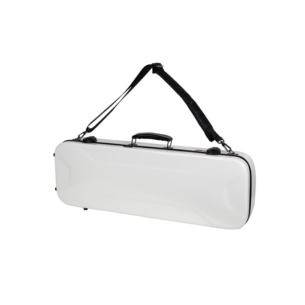 Crossrock Fiberglass Double Violin Case fits Two 4/4 Full-Size Violins- Includes TSA lock, Protective Blanket, Hygrometer, Removable Shoulder Straps- Milky White (CRF2020DVMW)