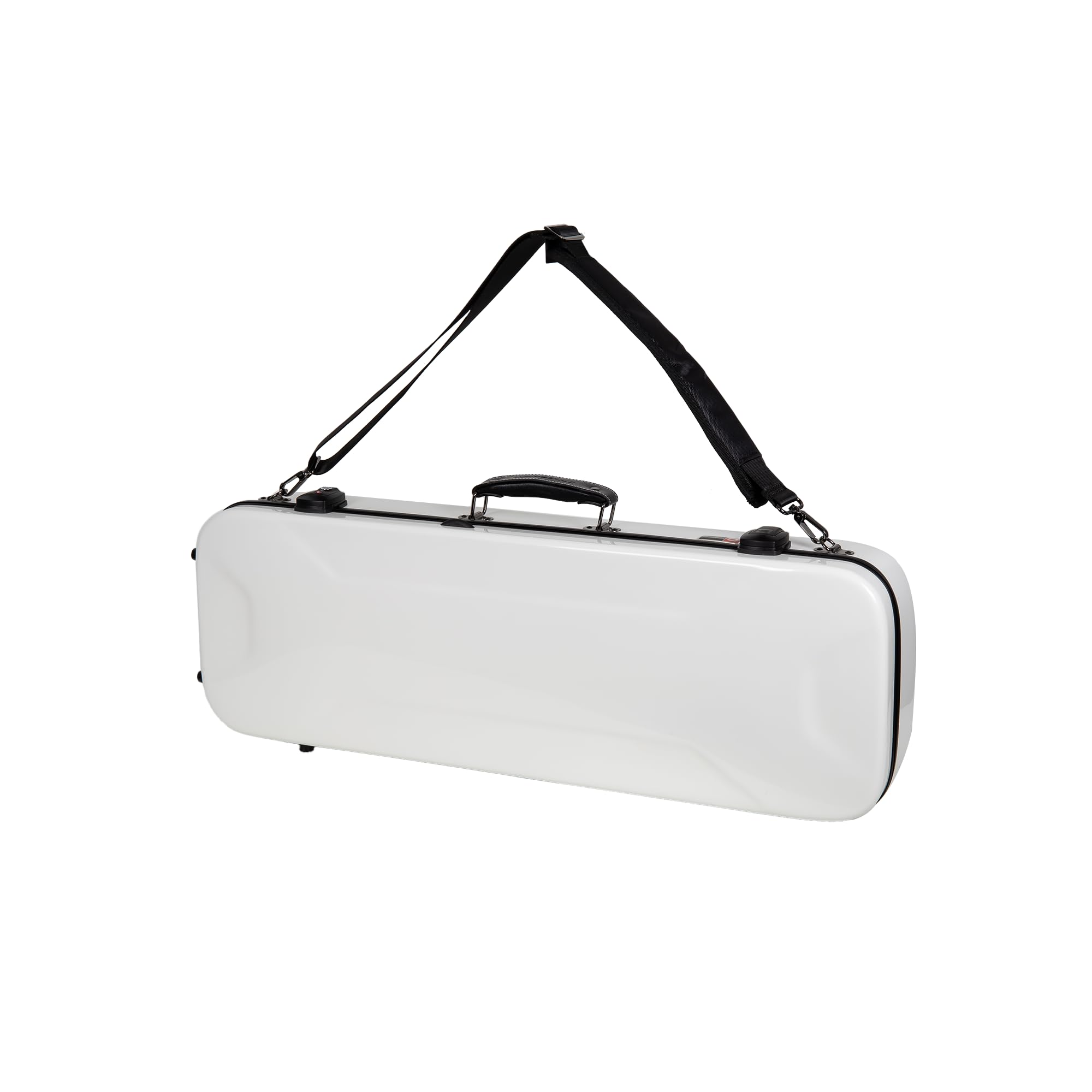 Crossrock Fiberglass Double Violin Case fits Two 4/4 Full-Size Violins- Includes TSA lock, Protective Blanket, Hygrometer, Removable Shoulder Straps- Milky White (CRF2020DVMW)