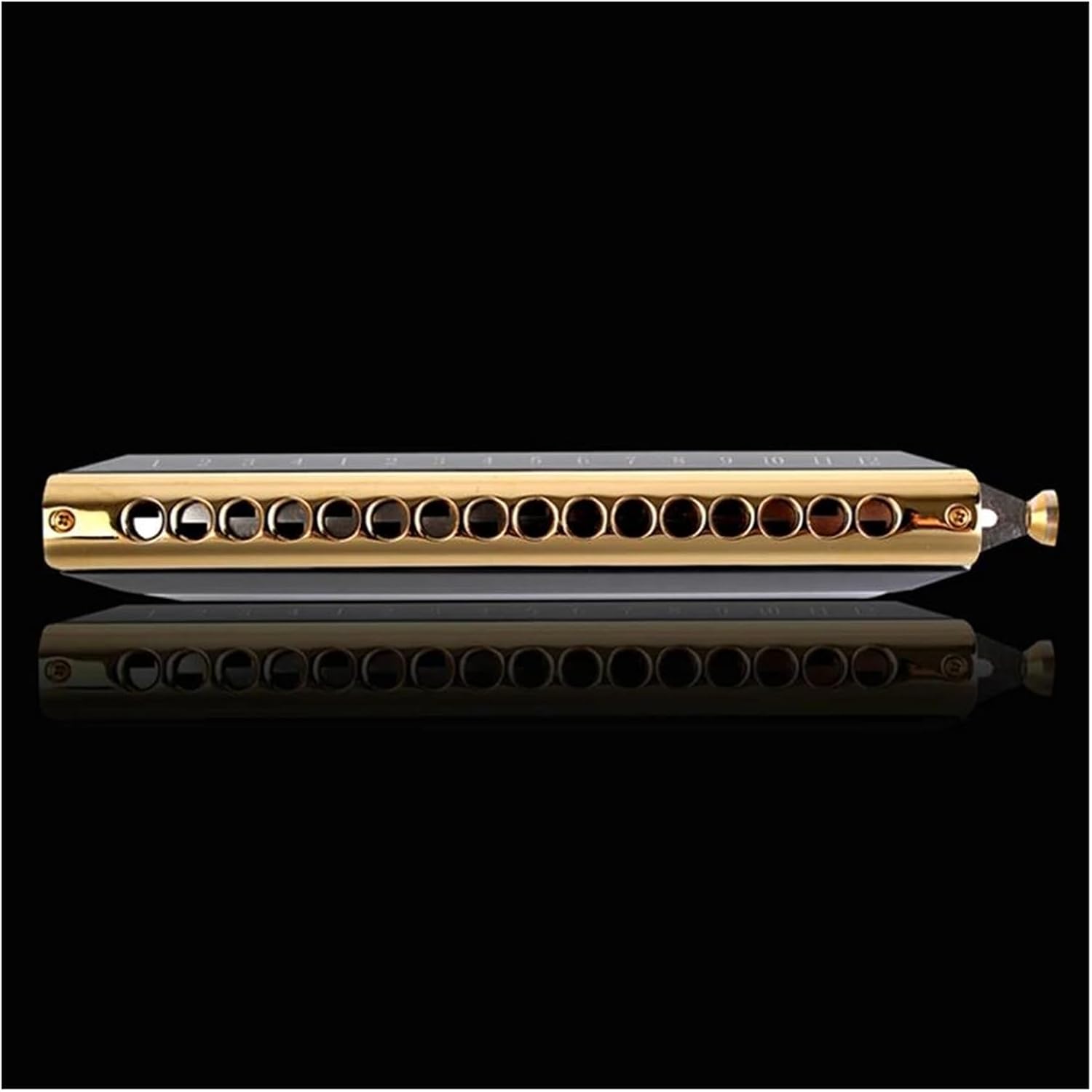 Chromatic Harmonica 16 Holes/64 Tones Mouth Organ Professional Wind Musical Instrument Black Harmonica Professional