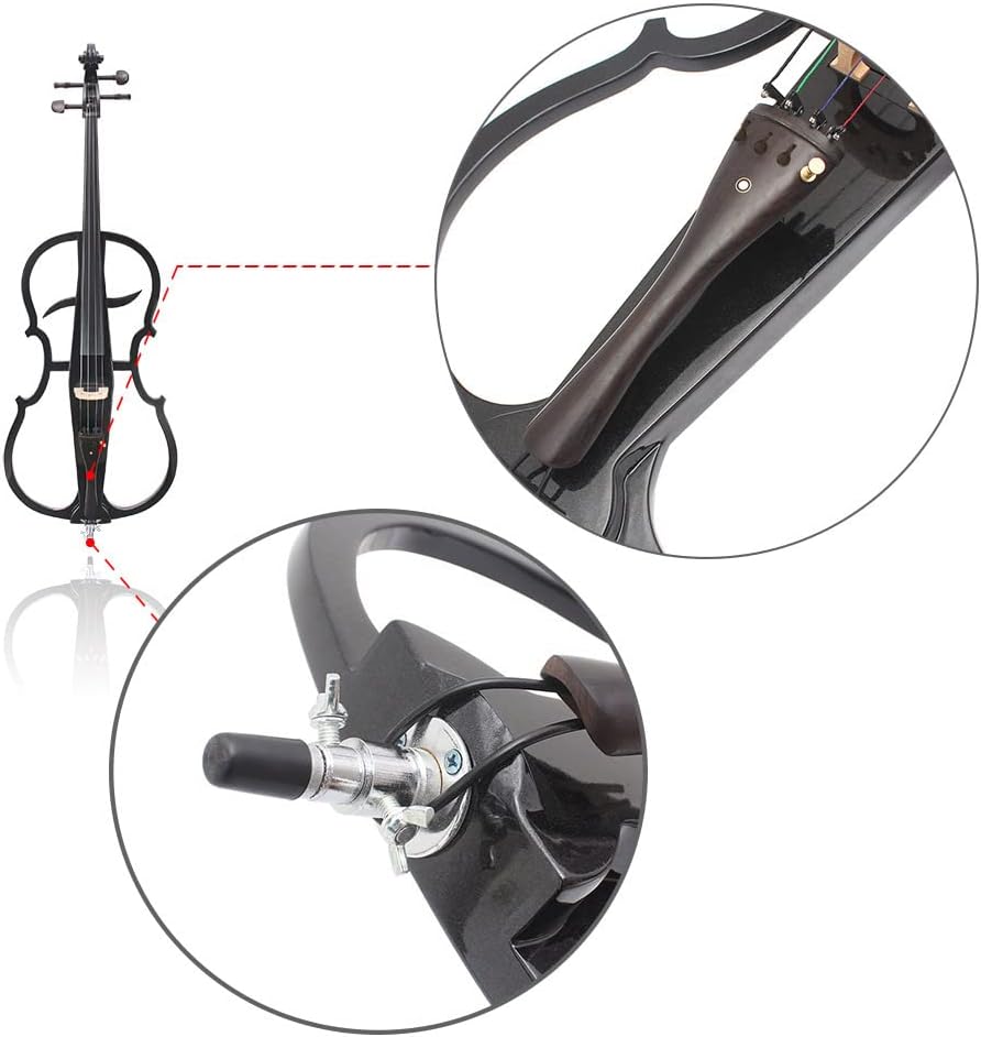 4/4 Solid Wood Electric Cello Violoncello Ebony Fittings Style 1 Tuner Headphone Gig Bag