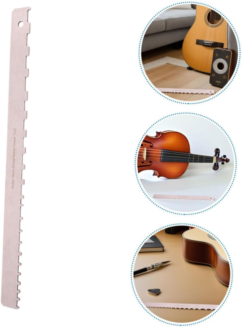 PRETYZOOM 2pcs Notched Guitar Neck Straight Edge Ruler Stainless Steel Luthier Measuring Tool for Electric Guitar and Bass Fretboard Setup String Action Gauge