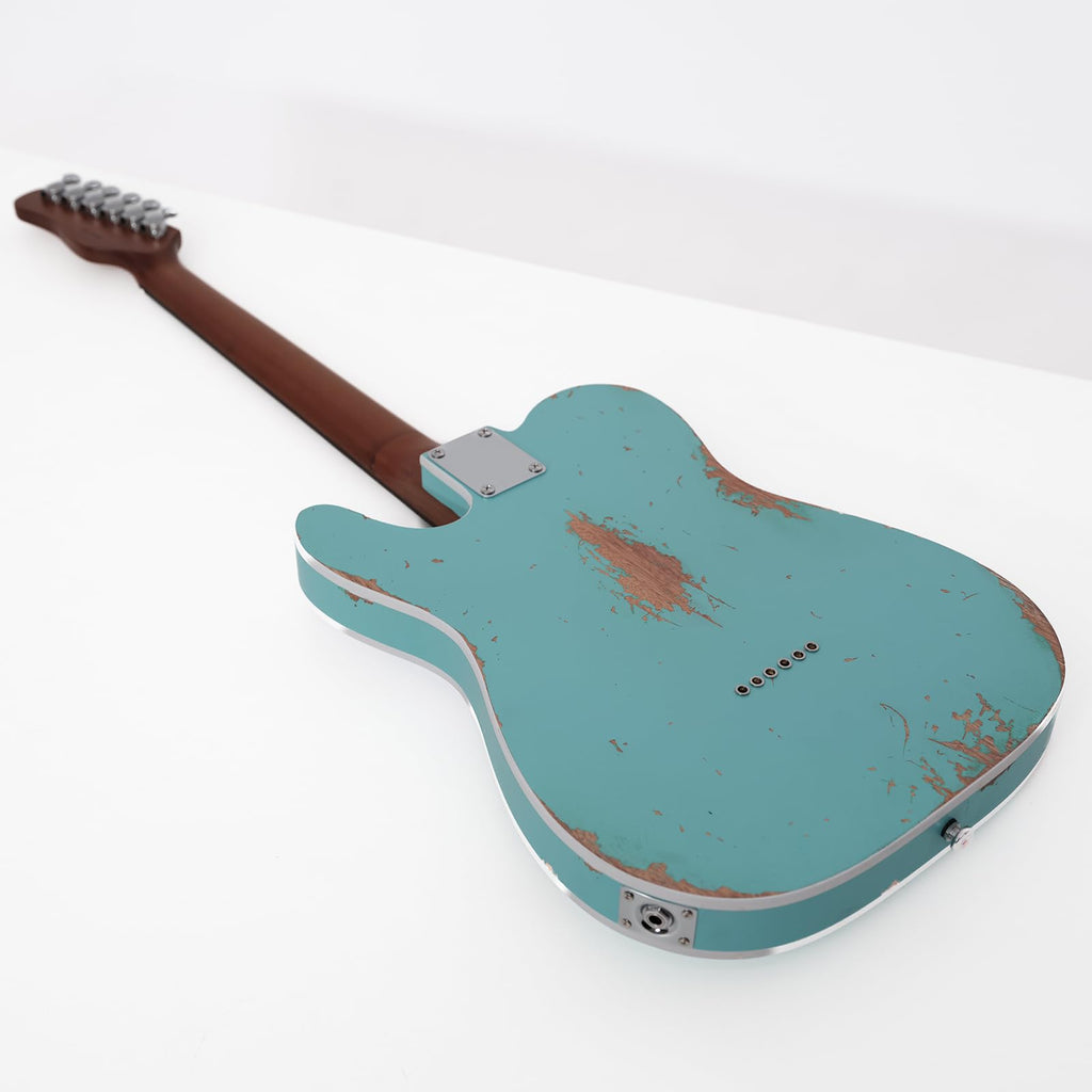 KGD Relic electric guitar mahogany body carbonized maple neck rosewood fretboard 6-string solidbody electric guitar S-S pickupsbrass barrel saddle bridge (Grass Green)