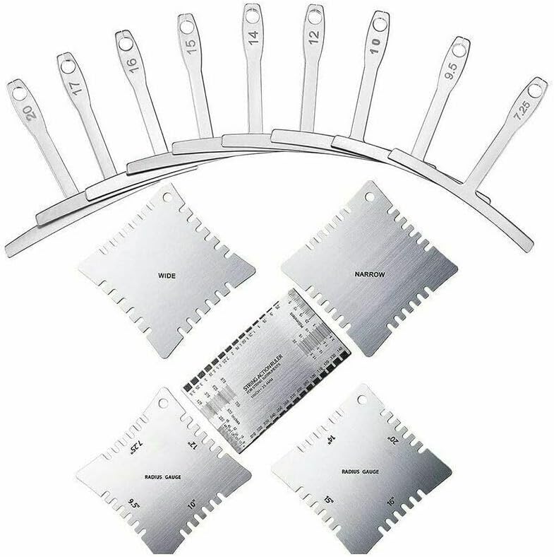 15PCS Guitar Luthier Tools Set Including Guitar Radius Gauge, String Action Ruler Gauge Feeler Gauge, Guitar Notched Radius Gauges For Guitar and Bass
