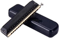 Chromatic Harmonica 16 Holes 64 Tone Mouth Organ Instrumentos Key C Professional Musical Instruments T1664 (Black Abs Comb Key C)
