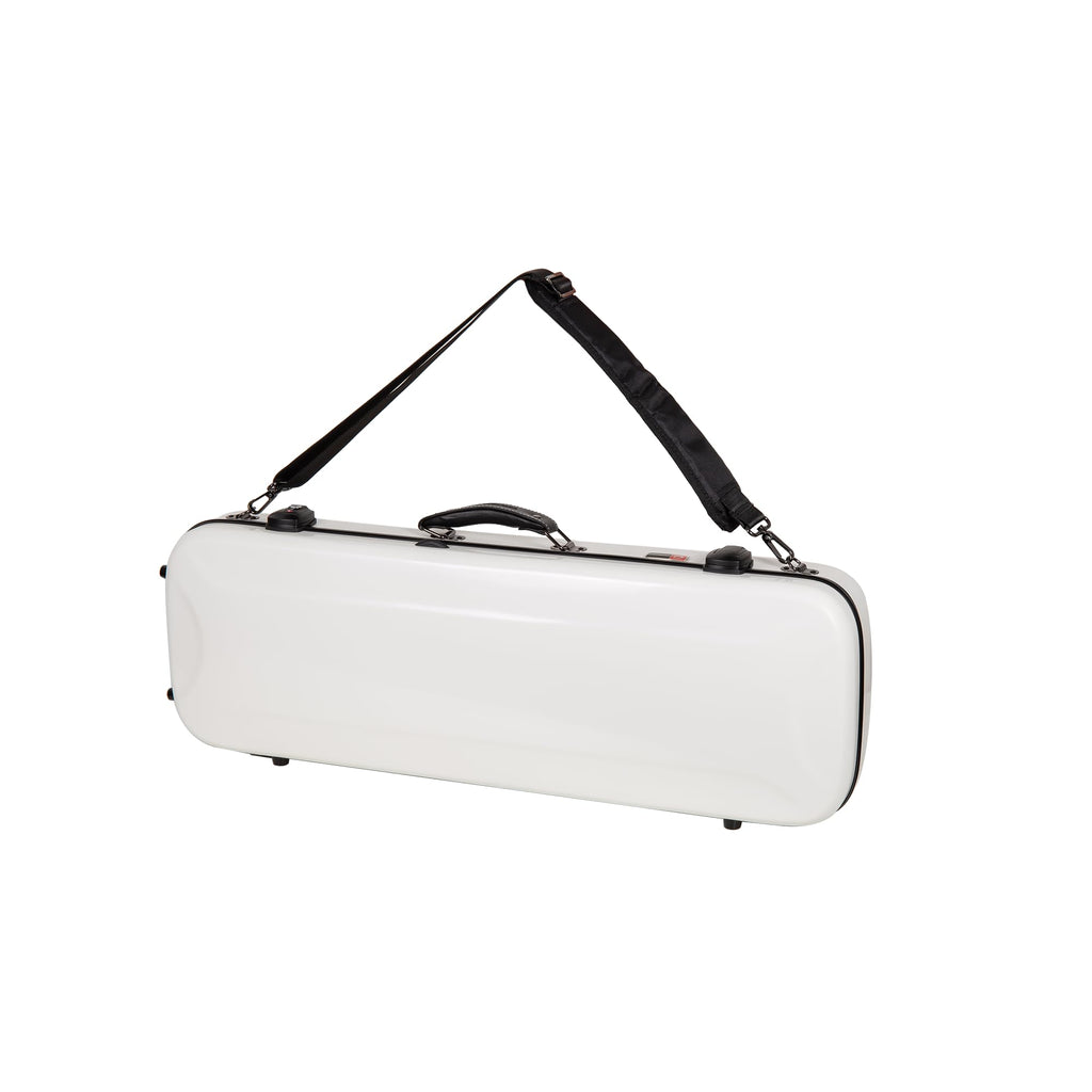 Crossrock Fiberglass Double Violin Case fits Two 4/4 Full-Size Violins- Includes TSA lock, Protective Blanket, Hygrometer, Removable Shoulder Straps- Milky White (CRF2020DVMW)
