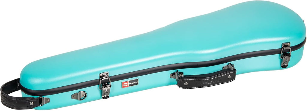 Crossrock Poly Carbon Shaped Violin Case for 4/4 Full-Size | Matte Mint Blue Finish, Hygrometer, Accessory Storage, Protective Blanket – Lightweight Hard Shell