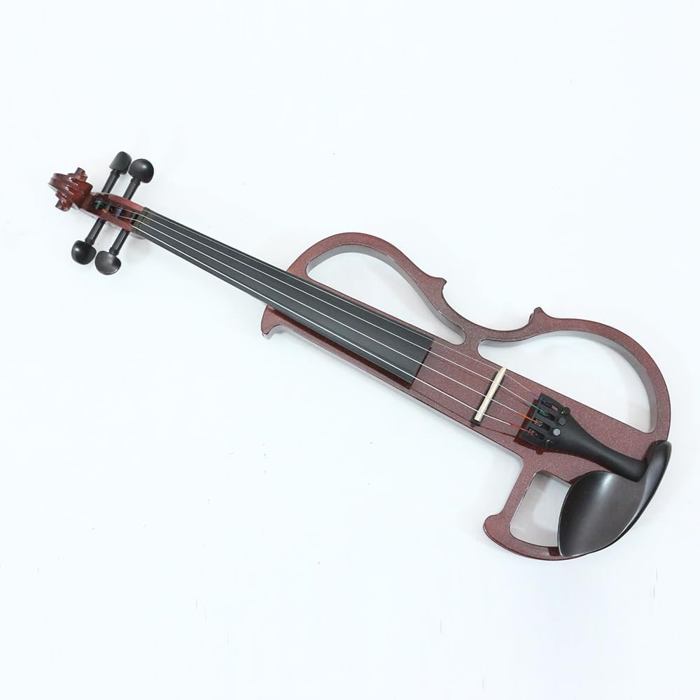 Vetimobato Electric Violin 4/4 Full Size Solid Wood Silent Violin Set for Adults Beginner Practice Electric Fiddle with Ebony Fittings Hard Case & Bow(4 String White)