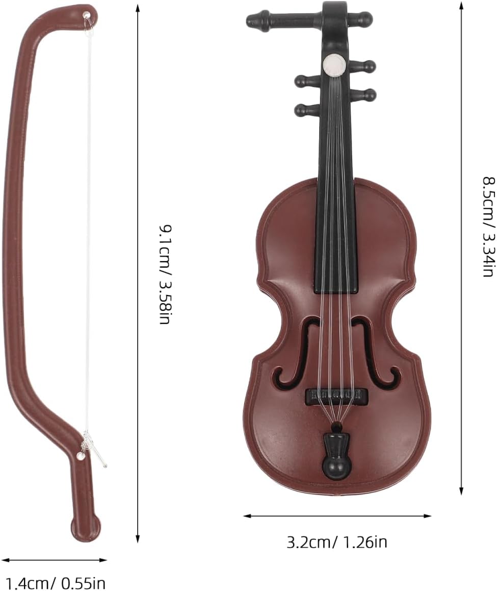 DOITOOL 20 Sets Mini Violin Models, Plastic Tiny Violin Musical Instrument for Dollhouse Accessory and Holiday Party Adornments
