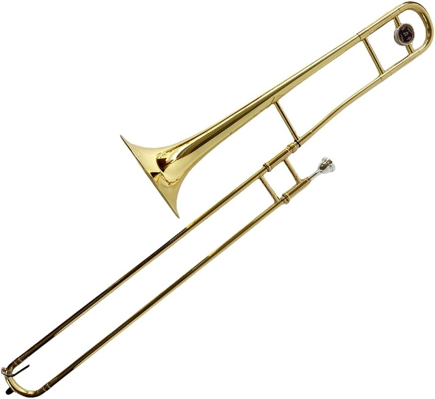 Student Bb Tenor Slide Trombone for Beginners Rich Sound Brass Instrument with Carrying Case Kit Perfect for School Band Orchestra and Jazz Ensemble
