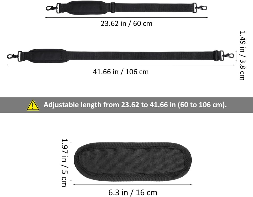 EXCEART 2pcs Instrument Shoulder Strap, 60-106cm Padded & Adjustable Replacement Bag Strap with Hooks - Universal for Violin Case, Guitar, Cello, Ukulele & Saxophone