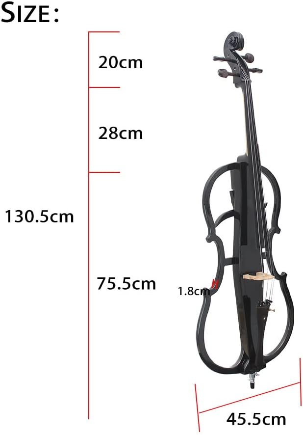 4/4 Solid Wood Electric Cello Violoncello Ebony Fittings Style 1 Tuner Headphone Gig Bag