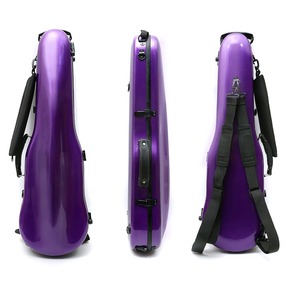Vetimobato Dazzling Hard Shell Violin Case 4/4 Full Size Strong Light Flight Carbon Fiber Violin Box with Straps Travel Violin Case (Multicolored)