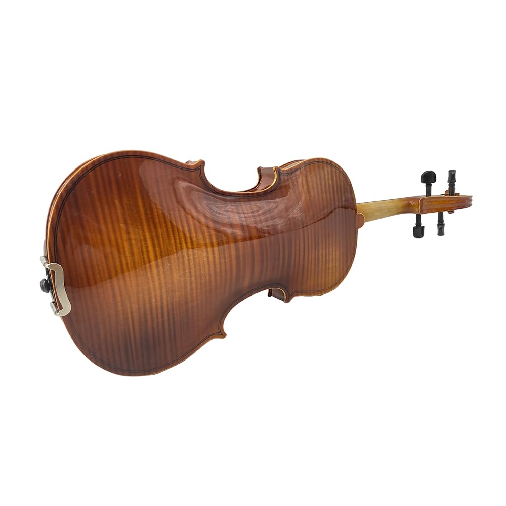 Vetimobato Handmade 4/4 Full Size Violin Set - One-piece Flame Back Maple Neck Solid Wood Fittings Complete Kit with Case Bow Shoulder Rest Strings for Beginners to Intermediate Players (4/4)