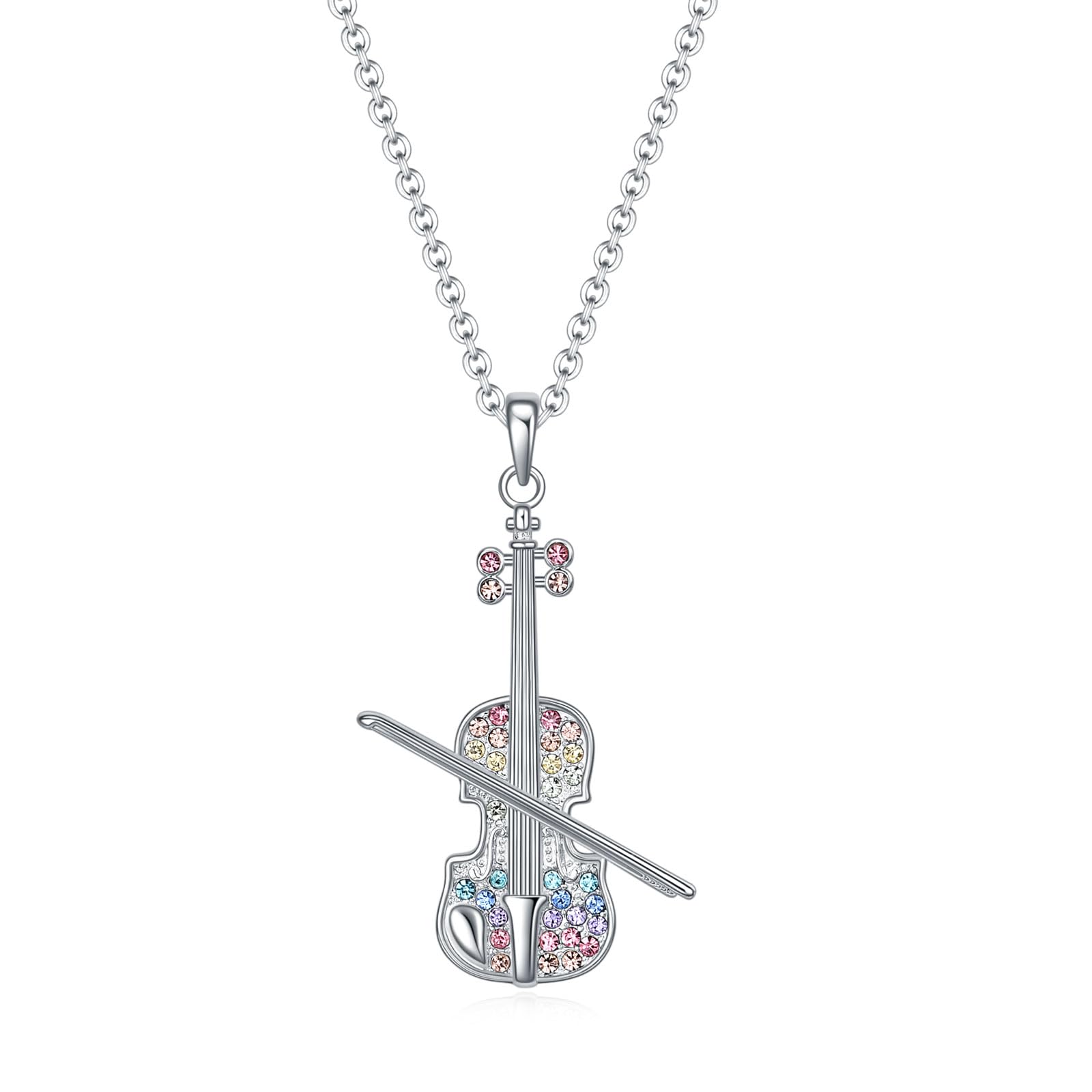 VEEHOO Violin/Guitar/Piano/Trumpet/Saxophone/Harp/Drum/Cello Necklace for Girls Women,Music Lover Jewelry Gifts for Women Girls