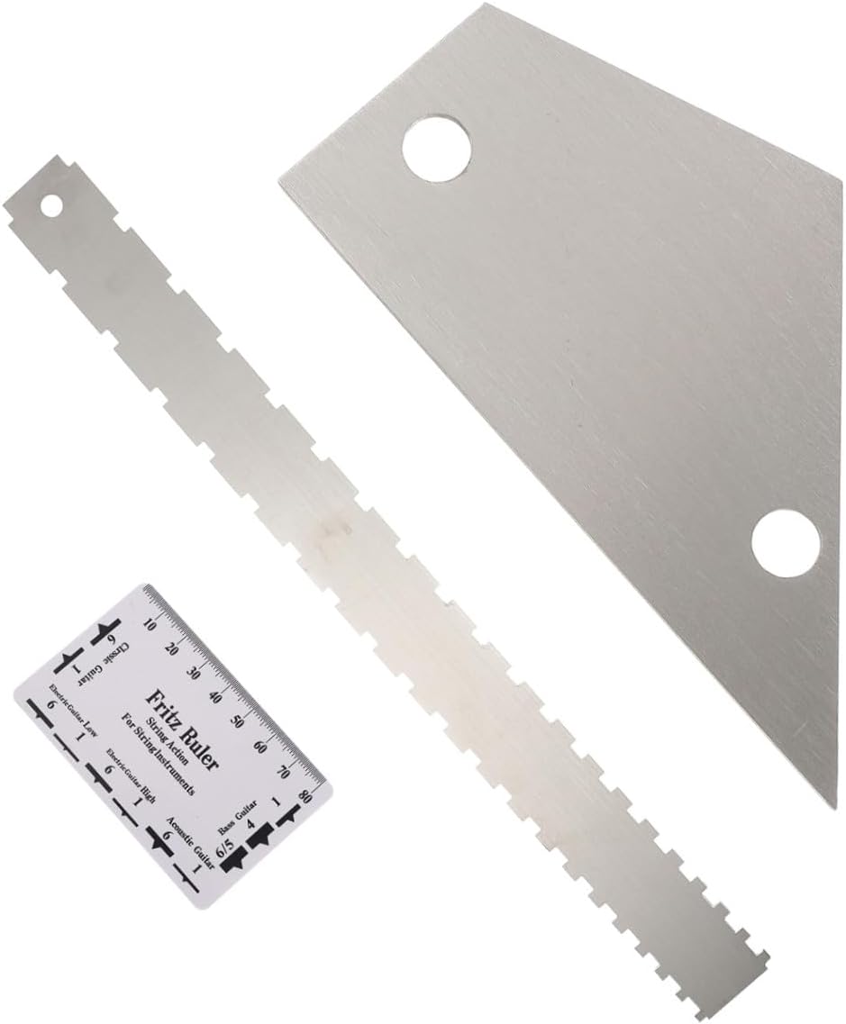 3Pcs Guitar Measuring Tool Set String Action Ruler Neck Notched Straight Edge Compact Lightweight for Fretboard Straightness String Height Measurement