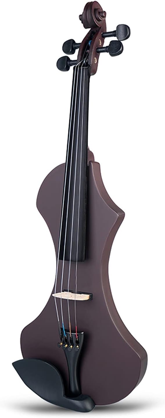 Violin Electric Violin Hand-Carved Solid Wood Violin Body Brazilwood Octagonal Bow Stringed Instruments Cello Kit (Color : Dark red)
