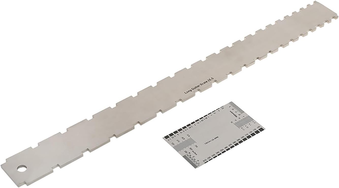 Guitar Ruler String Action Height Gauge Set for Guitar Players, Made of Stainless SteelNatural Colors, 2 Pcs Lightweight and Portable Tools