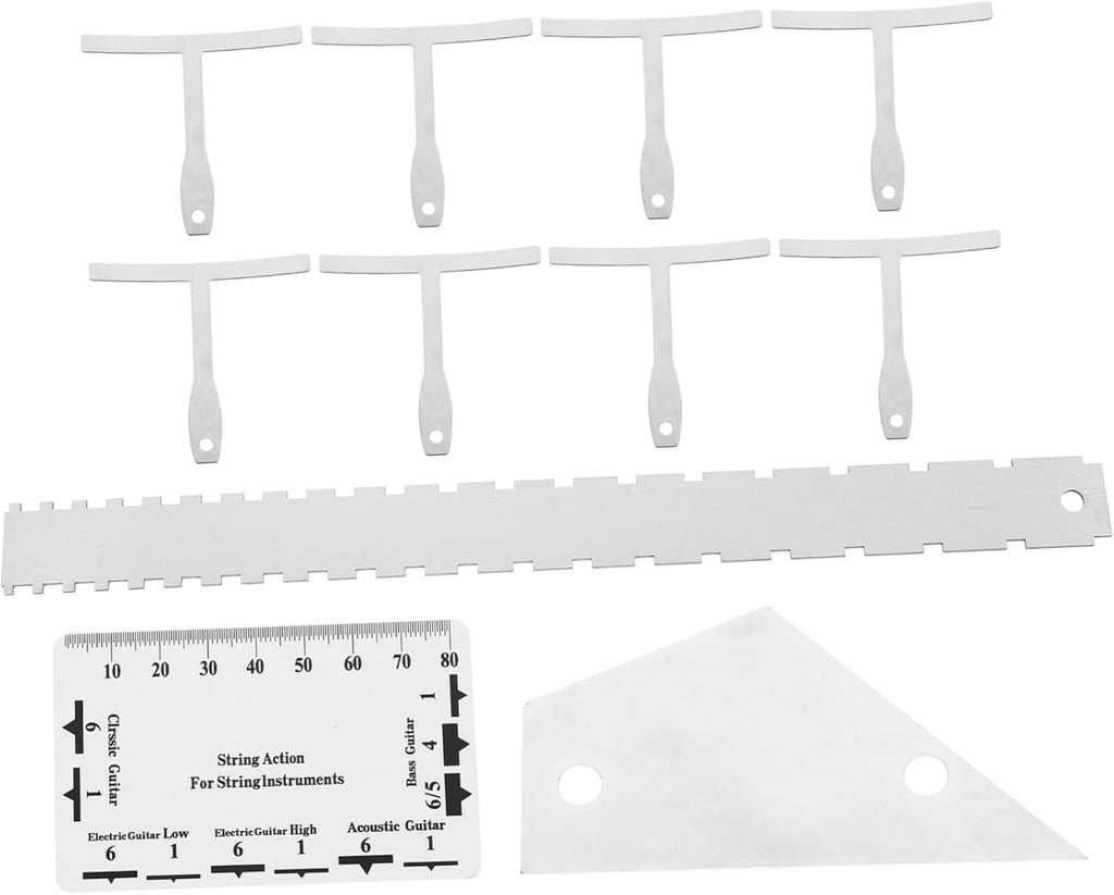 Ipetboom 12pcs Guitar Luthier Tools Set Including Acoustic Guitar Action Gauge String Action Ruler Radius Gauge Straight Edge and Fret Rocker for Precise Measurement and Repair