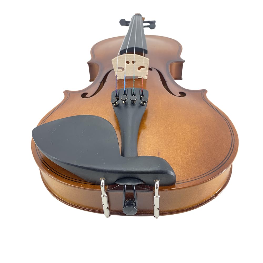 4/4 Violin for Beginners & Adults, Full Size Solid Wood Acoustic Violin with Flamed Back, Case, Bow,Shoulder Rest & Accessories Glossy Finish
