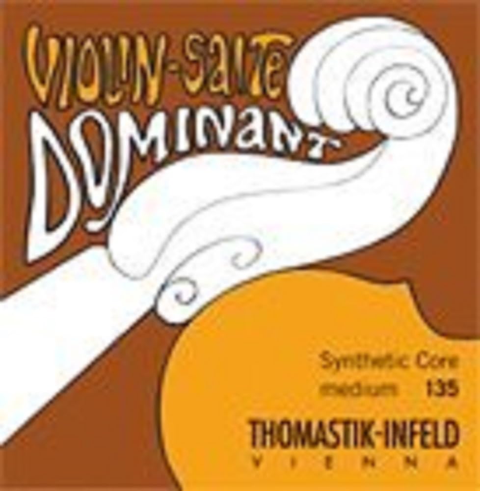 Thomastik-Infeld Dominant Violin String Set, 4/4 Size, Medium Tension - 135B - Synthetic Core A, D, G with Stainless Steel E, Removable Ball - Clear & Balanced Tone, The Reference Standard for Violin