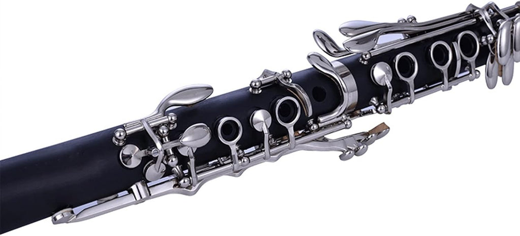 TSTS Standard Bakelite Clarinet Black Tube Bakelite B-Flat 17-Key Nickel-Plated Keys with Beautiful Sound Quality Clarinet for Beginner