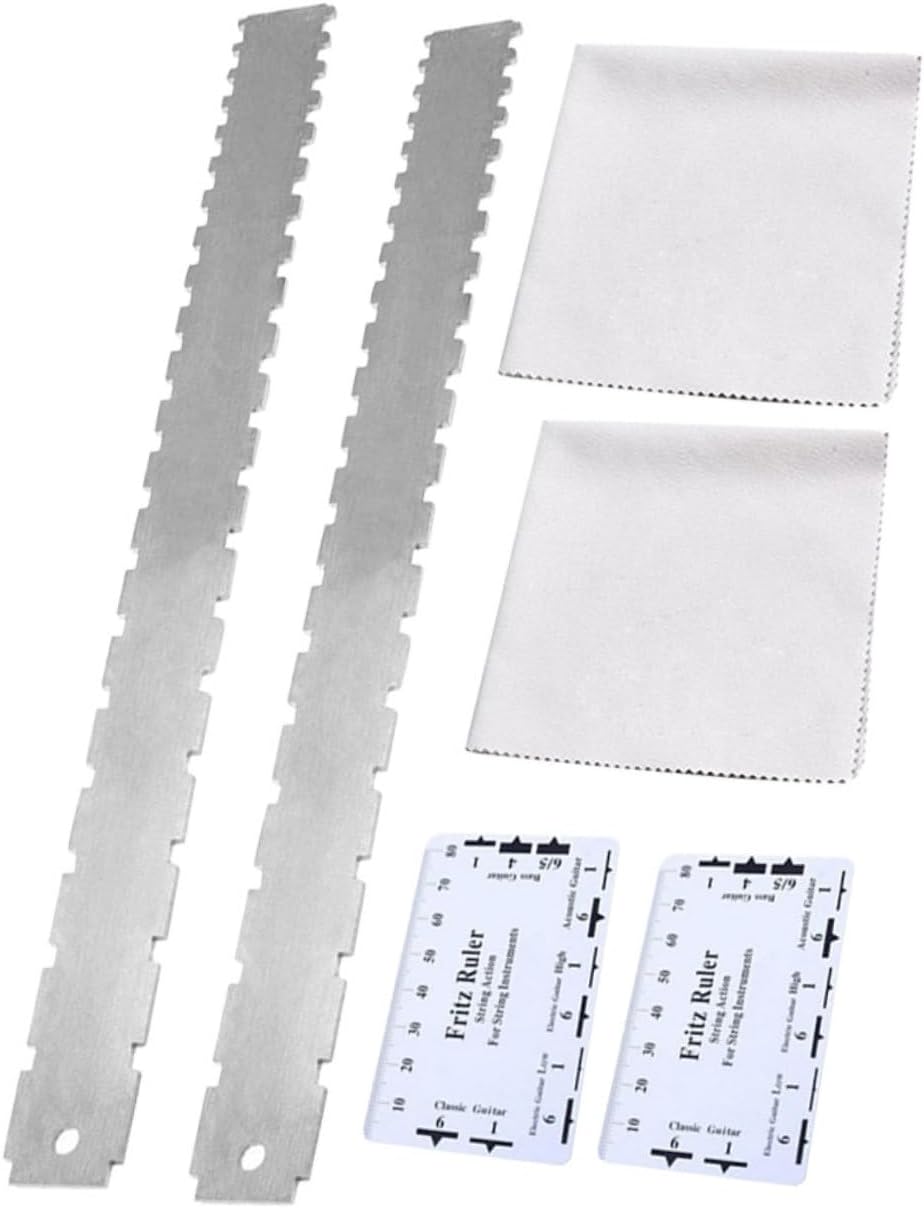 BESPORTBLE 2Sets Electric Guitar String Action Gauge Notched Straight Edge Ruler for Precise Fretboard Measurements Durable Design for Guitar Technicians