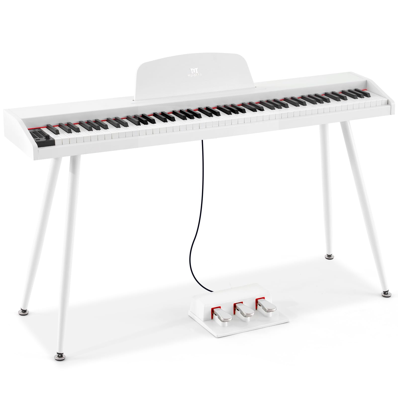 MUSTAR 88 Key Piano Keyboard with Piano Bench, Digital Piano 88 Semi Weighted Keys, Portable Electric Piano with Storage Stool, 3 Pedals, Built-In Speakers, USB/MIDI, Black