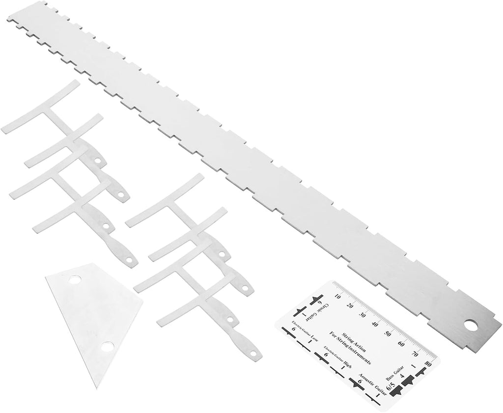 Kisangel 12pcs Guitar String Action Gauge Kit Including Radius Scale Fret Ruler Luthier Tools for Guitar Neck Adjustment