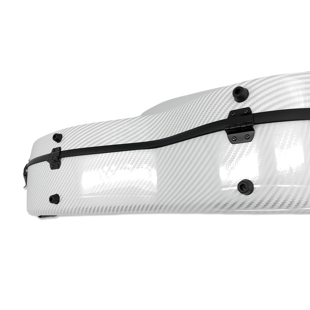 Cello Case 1/2 size With Wheels Carbon Fiber Lightweight Durable Hard Shell Travel Case,Waterproof with Carry Straps Gift for Birthday/Christmas (white)