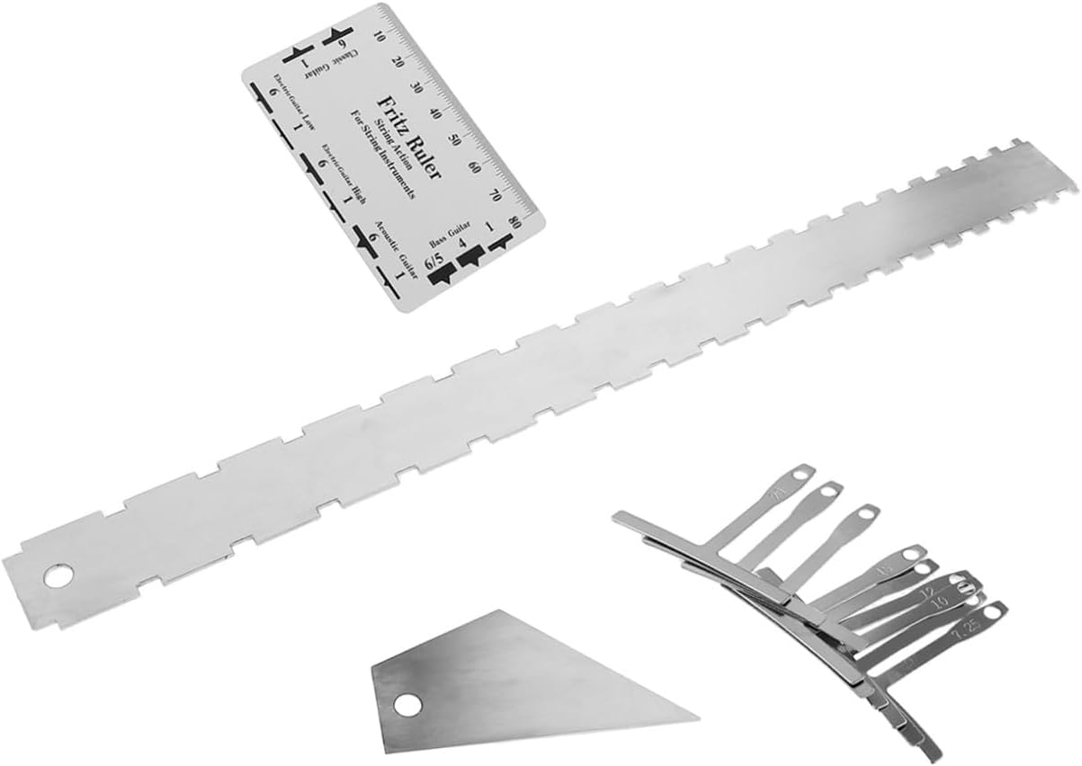 DECHOUS Guitar String Action Gauge Ruler Stainless Steel Neck Straight Edge Setup Tool for Electric Acoustic Bass Guitar Repair and Fretboard Measurement