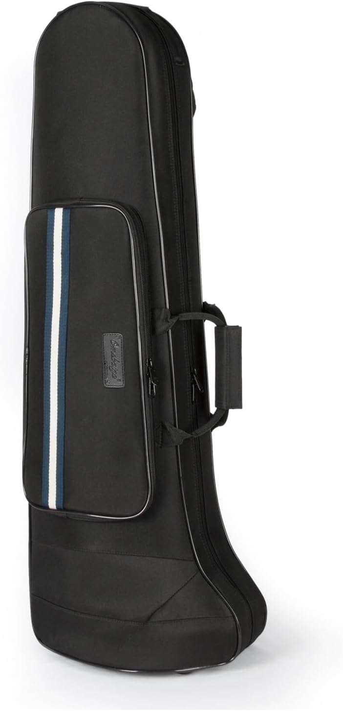 Case for Bb/F Tenor Trombone with F Attachment, Gig Bag Backpack | Lightweight trombone case with 600D nylon exterior, EPS foam protection, velvet interior, built-in straps, storage pocket.