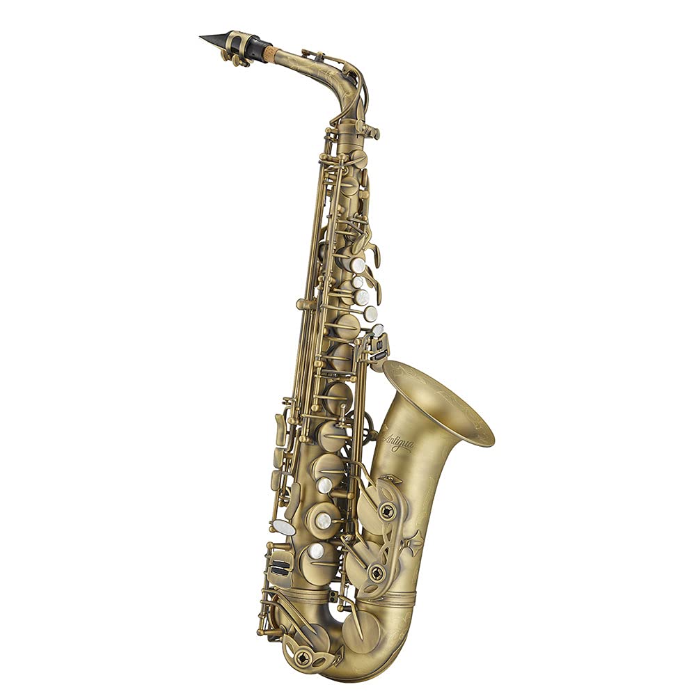 Antigua Winds PowerBell Professional Eb Alto Saxophone (Yellow brass/classic nickel plated/enlarged bell/new neck design/ergonomic design/hand engraving/ABS case)/WRAS4248CN