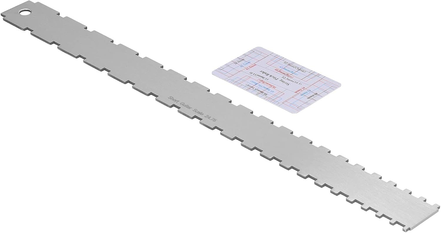 Guitar String Action Gauge String Pitch Ruler Notched Neck Ruler Measuring Tool for Electric Acoustic Guitars Stainless Steel 420mm 85mm 2 Pieces