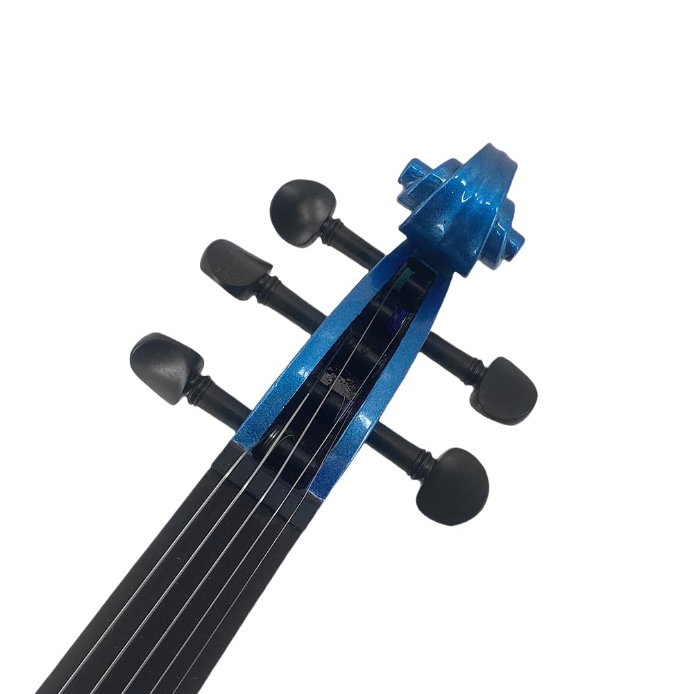 4/4 Full Size Electric Violin – Silent Electric Violin with Headphone Jack, Ebony Fittings – Includes Case, Bow, – Ideal for Practice & Performance (Black)