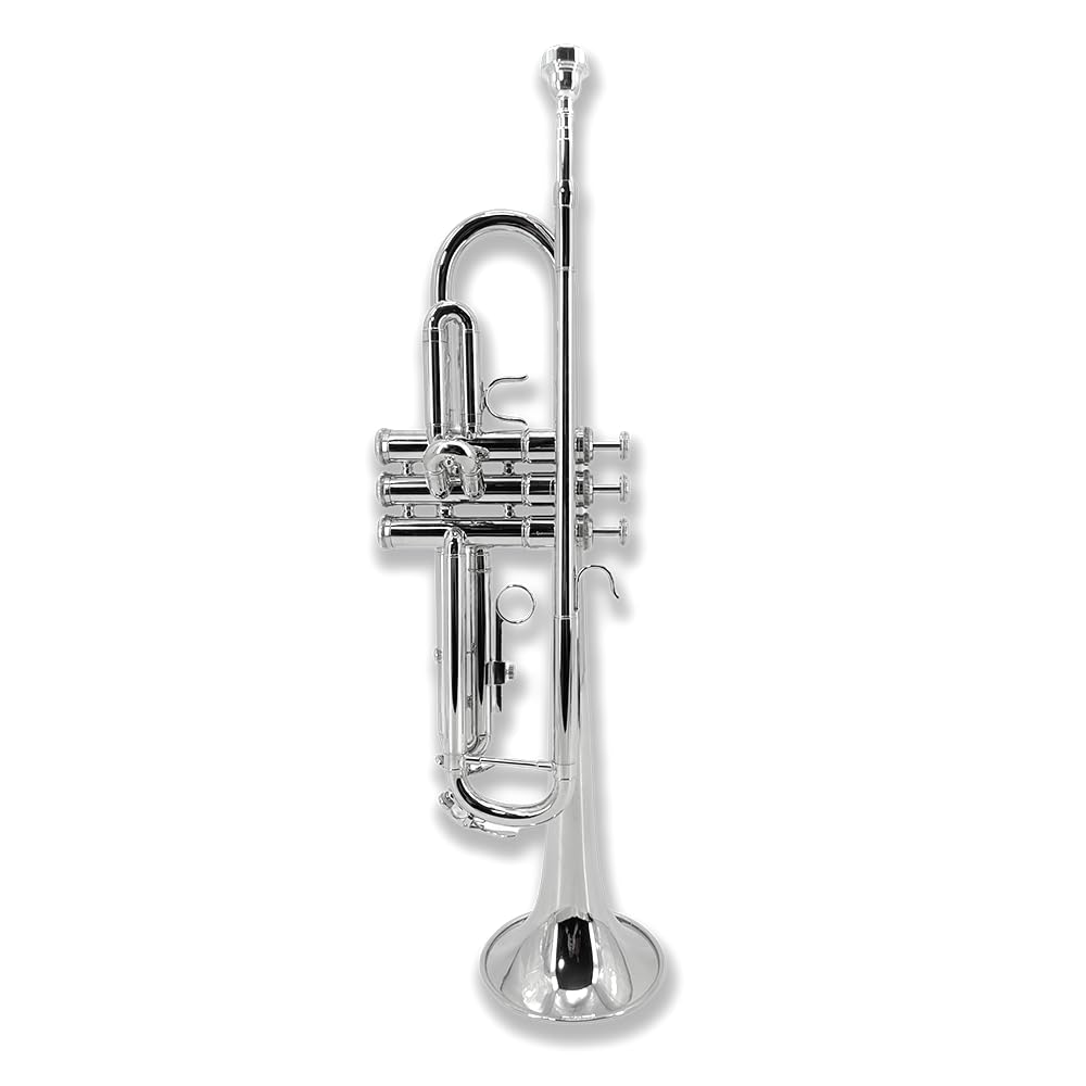 Yinfente Bb Standard Trumpet Set for Beginner or Advance Student, Brass Student Trumpet Instrument With Hard Case, 7C Mouthpiece, Cleaning Kit,White Gloves Glod