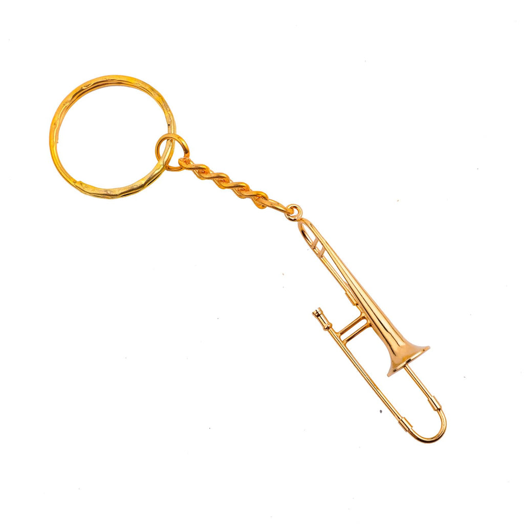 Miniature Musical Instrument Keychain with Case Brass Mini Collectible Figurines Replica Key Ring Birthday Gifts