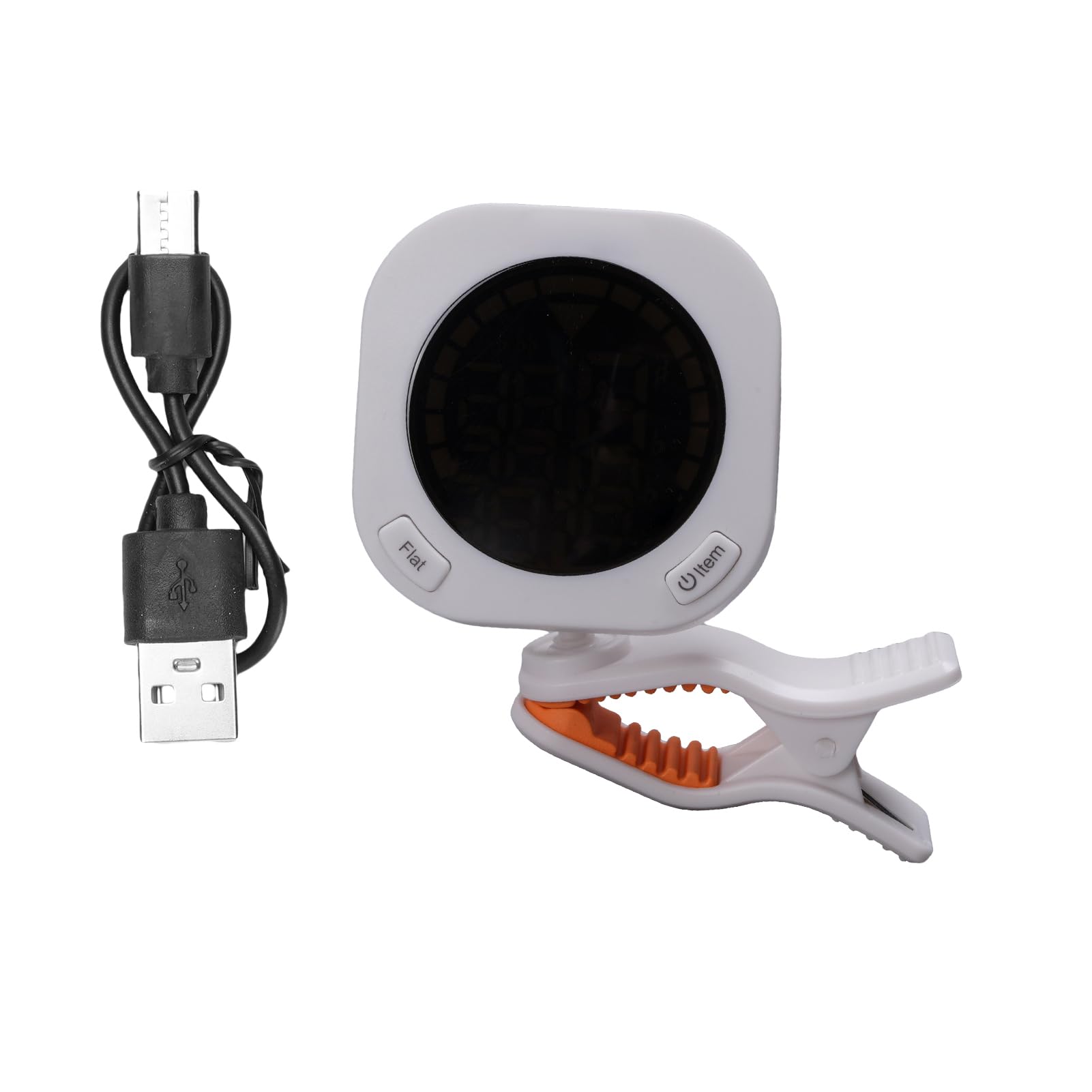 CHICIRIS Guitar Tuner Clip On, Chromatic Tuner with 360 Degree Rotatable Clip and Vibrant Color Screen, Rechargeable Battery, for Acoustic Electric Guitar Bass Violin Ukulele Viola Cello (White)