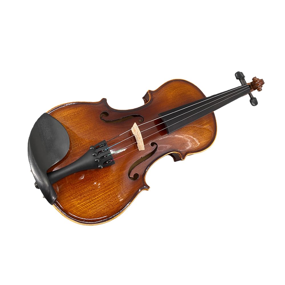 Vetimobato Handmade 4/4 Full Size Violin Set - One-piece Flame Back Maple Neck Solid Wood Fittings Complete Kit with Case Bow Shoulder Rest Strings for Beginners to Intermediate Players (4/4)