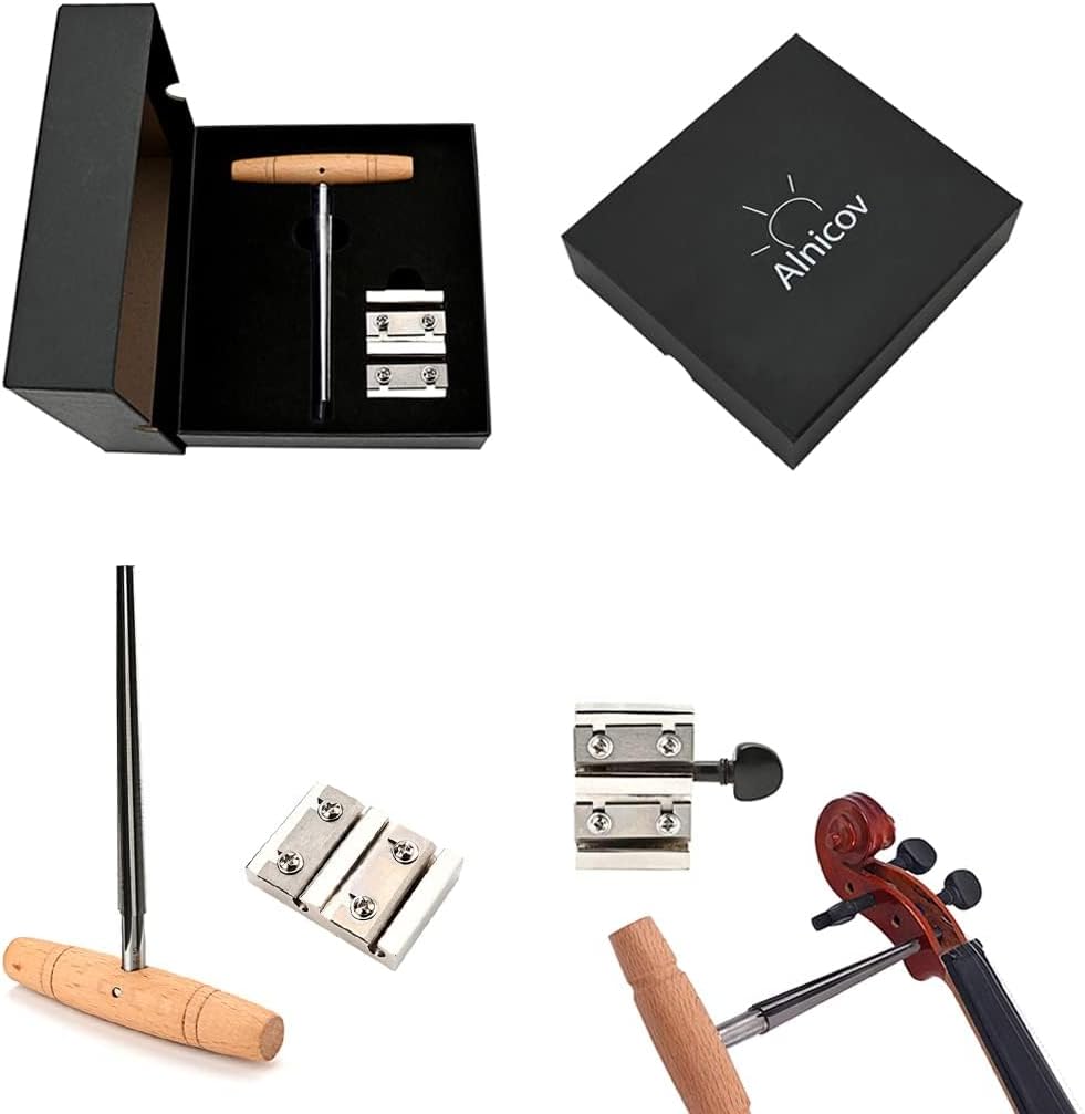 Violin Tuning Peg Reels Shaver and Reamer Set, Natural Maple Wood, Professional Shaving Tools for 3/4-4/4 Size Violin, 4-Fluted Pin Hole Reamer