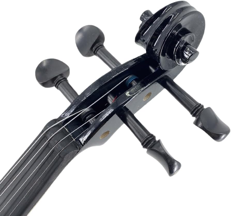Vetimobato Electric Violin 4/4 Full Size Solid Wood Silent Violin Set for Adults Beginner Practice Electric Fiddle with Ebony Fittings Hard Case & Bow(4 String Black)