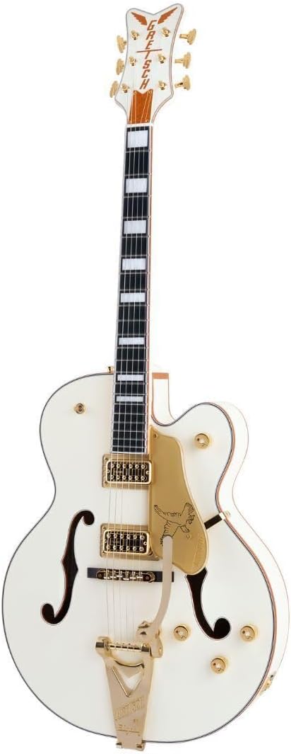 Gretsch G6136T-MGC Michael Guy Chislett Signature Falcon with Bigsby Electric Guitar - Vintage White with Ebony Fingerbo | Fully Hollow Sitka Spruce Top with Laminated Maple Body, Tv Jones Pickups, Ebony Fingerboard, Bigsby B6gp, Hardshell Case