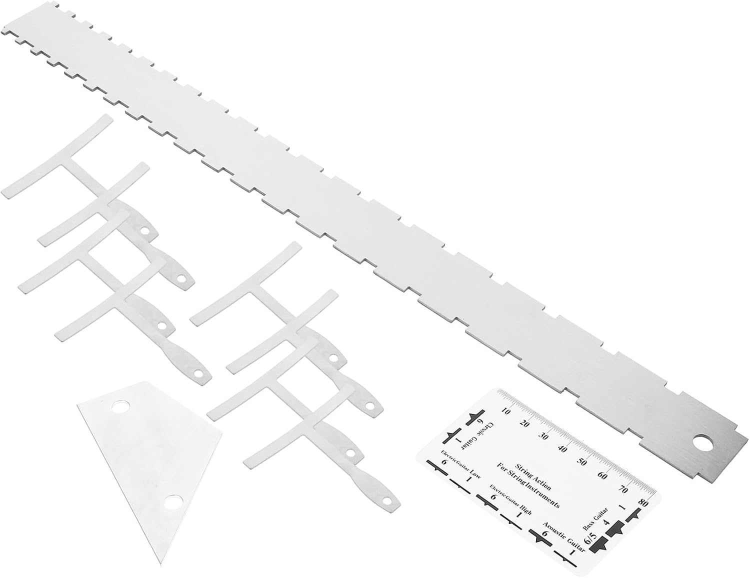 12pcs Guitar Maintenance Tools Luthier Tool Kit Action Gauge Radius Gauge Fret Rocker Ruler for Guitar Repair Tuning