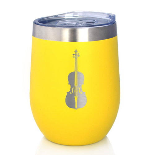 Bevvee Cello - Wine Tumbler Cup with Sliding Lid - Stainless Steel Insulated Mug - Orchestra Gifts for Cellists - Teal