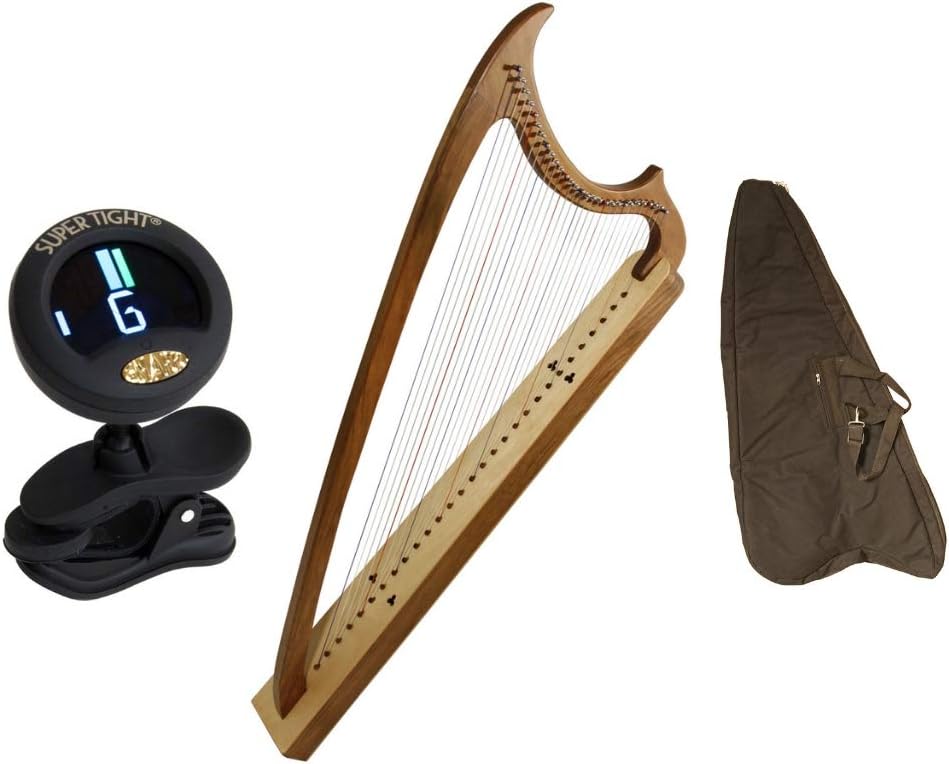 Gothic Harp Package Includes: Ems 29-string Gothic Harp - Solid Walnut + New Gothic Harp Nylon Soft Case For 29 String Ems & Clip-on Chromatic Tuner