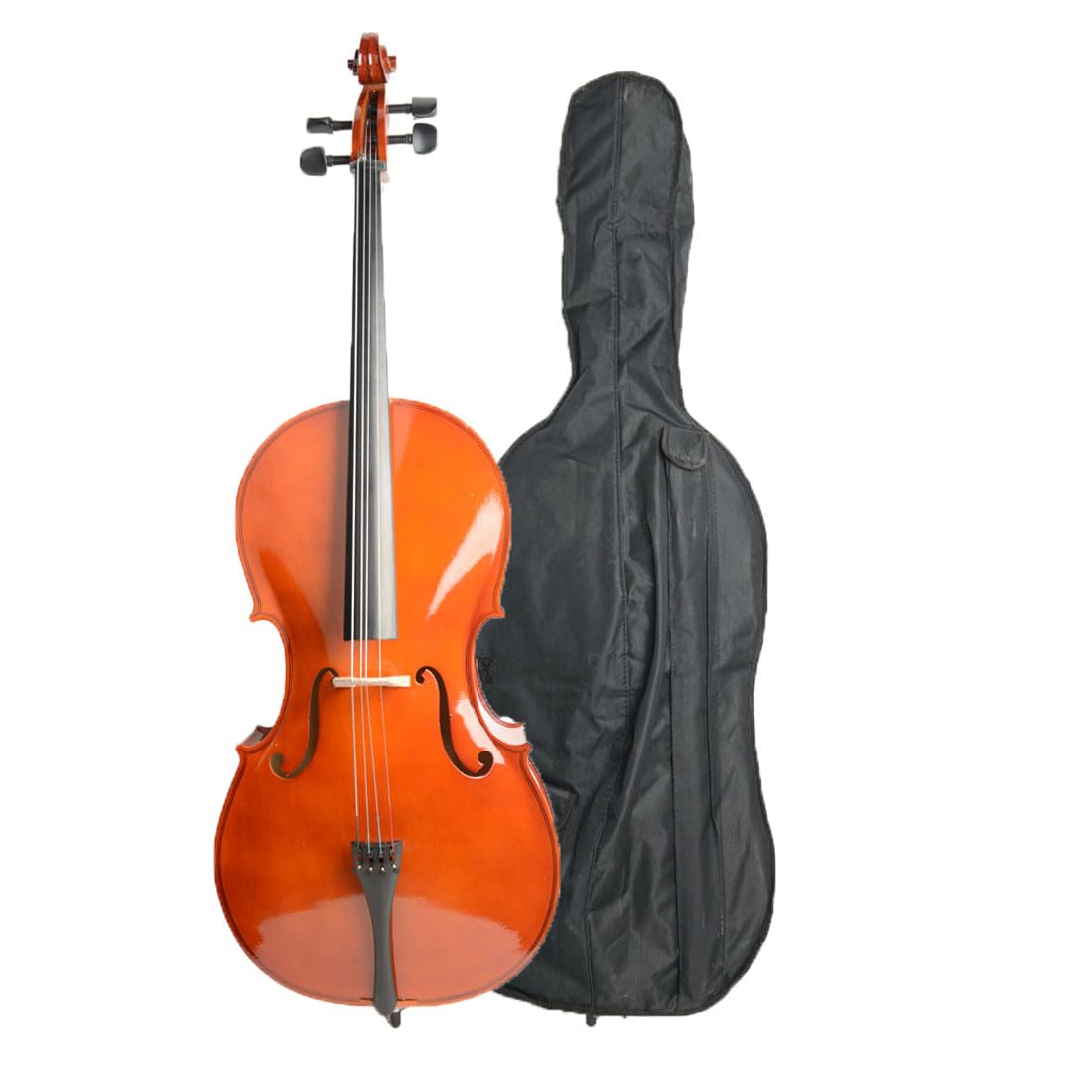 Vasitelan Full-Size Cello, Beginner Cello 4/4, Acoustic Cello Kit with Portable Bag, Bow, Bridge, Rosin, String Musical Instruments (Black)