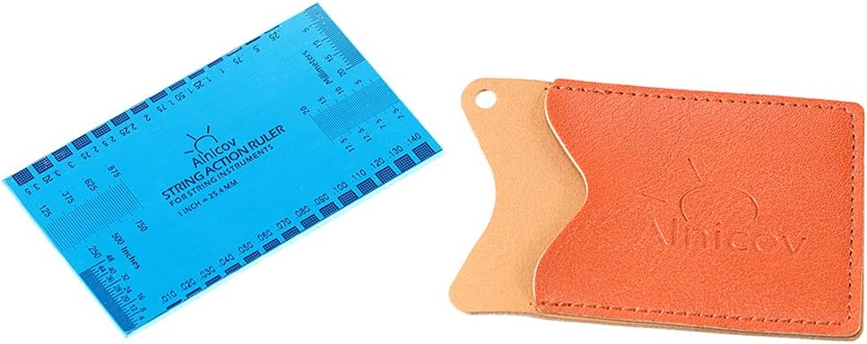 Guitar String Action Ruler Gauge Guitar Repairing Tool With Leather Case，For Guitar Ukulele Bass Banjo Mandolin