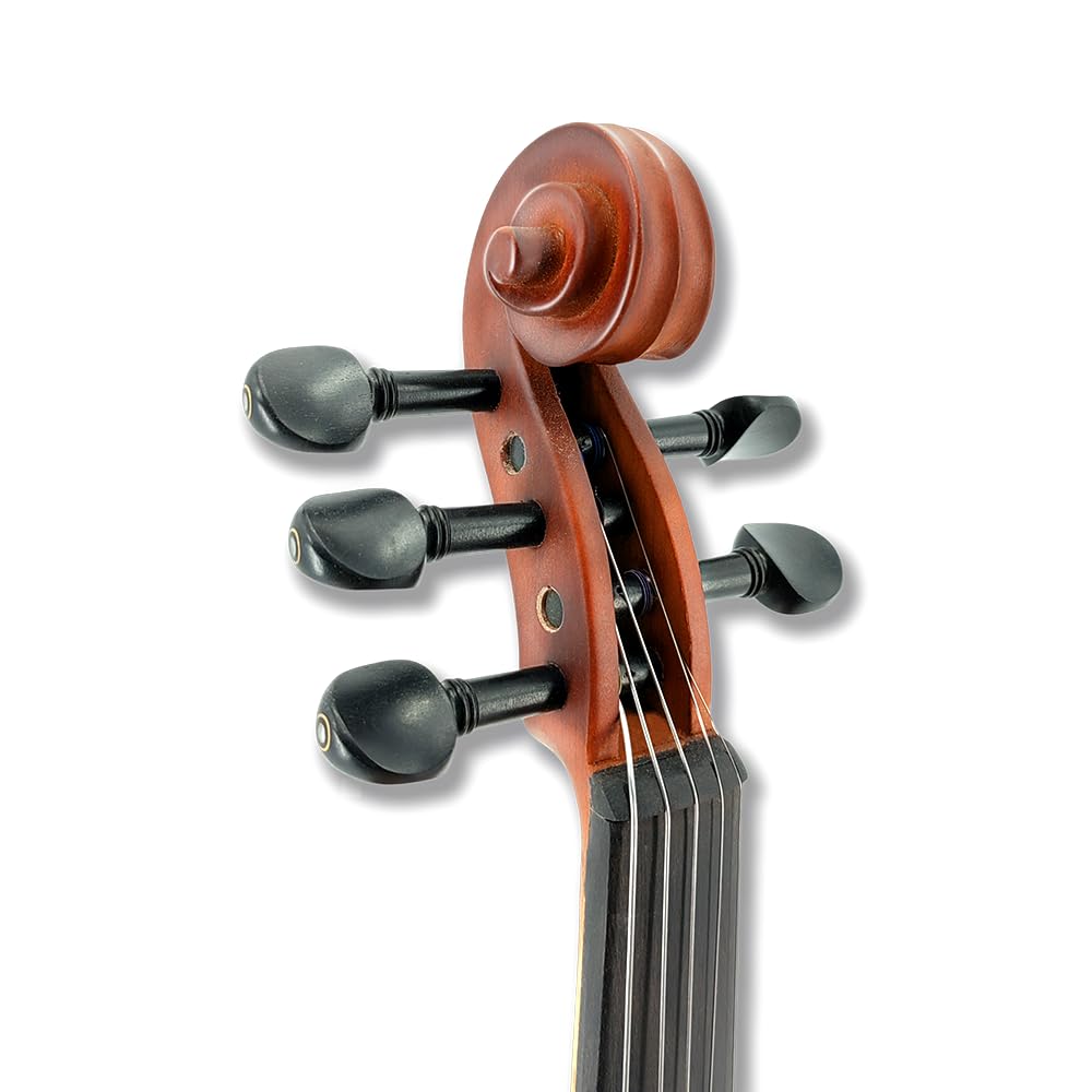 Vetimobato Electric Violin 4/4 Full Size Solid Wood Silent Violin Set for Adults Beginner Practice Electric Fiddle with Ebony Fittings Hard Case & Bow(4 String White)